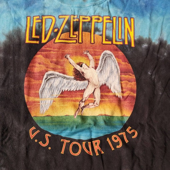Vintage Liquid Blue Tie-dye Led Zeppelin T-Shirt Mens XL - Picture 2 of 3